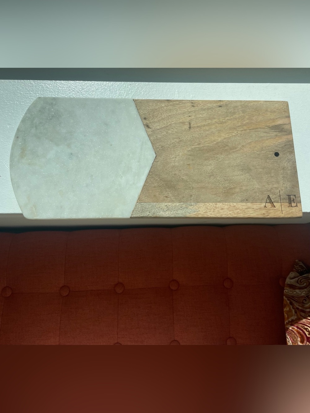 Marble and Wood Serving Board - ‘A|E’ engraving